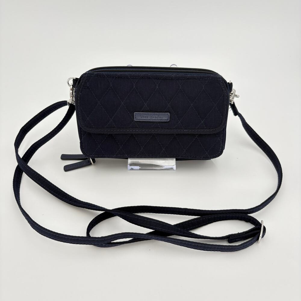 Vera Bradley All in One Microfiber RFID Wallet Crossbody Purse Bag Black
